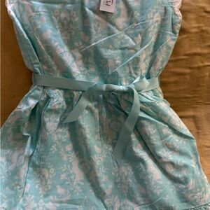 Mint Floral Girls Dress with Ribbon